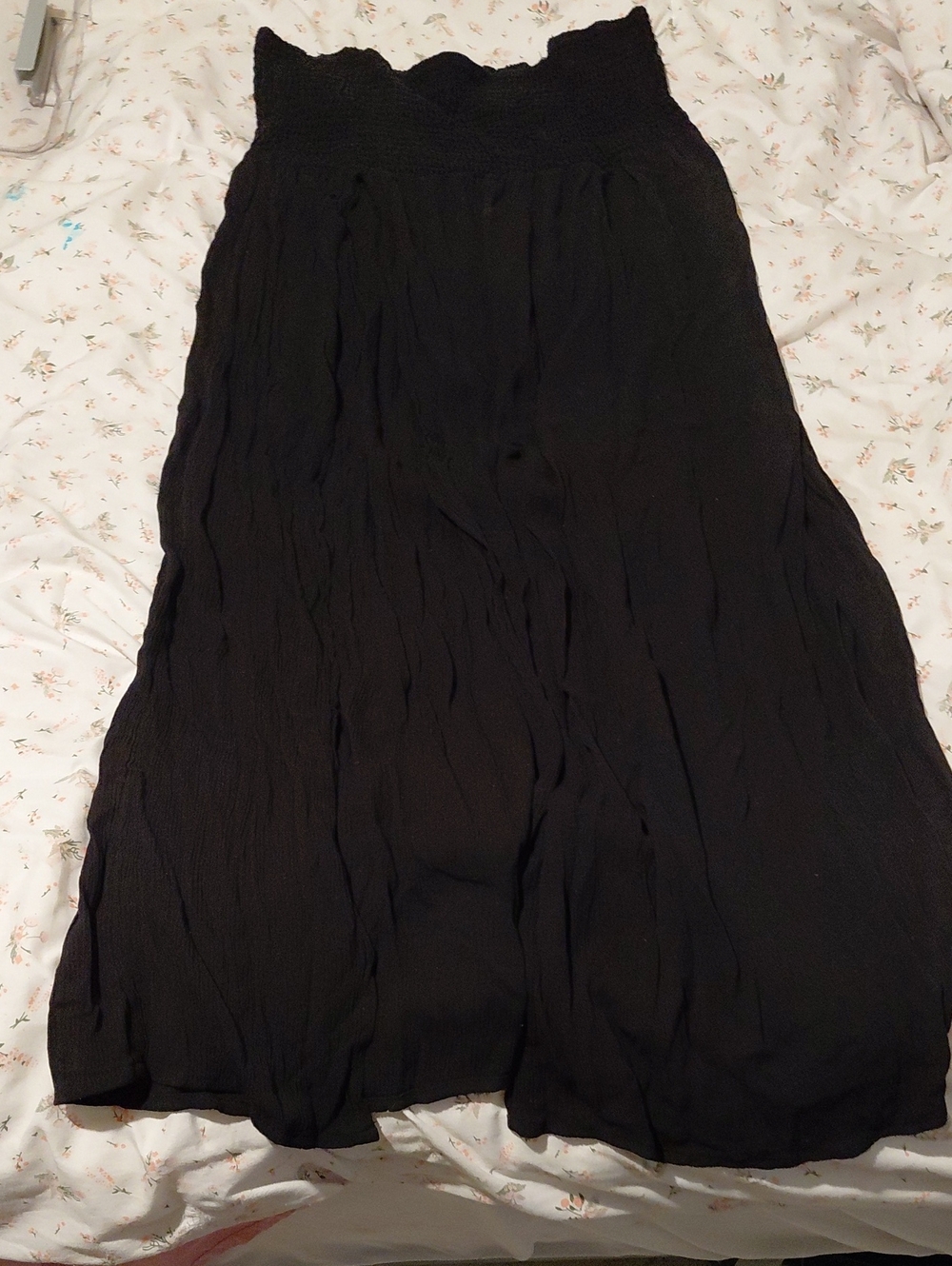 wild fable Black Smocked-Waist Maxi Coverup Skirt